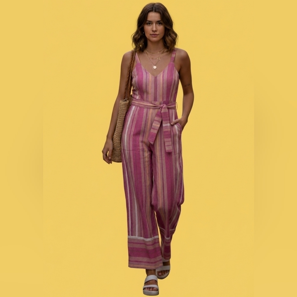 Charlotte Russe Pink Pastels Jumpsuit Romper Tank Top Wide Leg NWT Size